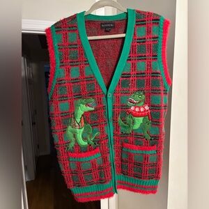 Plaid Dinosaur Sweater Vest